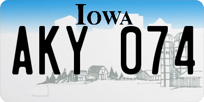 IA license plate AKY074