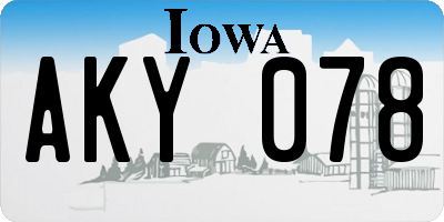 IA license plate AKY078