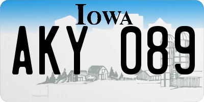 IA license plate AKY089