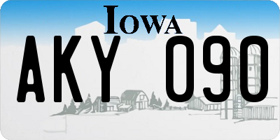 IA license plate AKY090