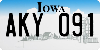 IA license plate AKY091