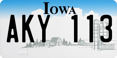 IA license plate AKY113