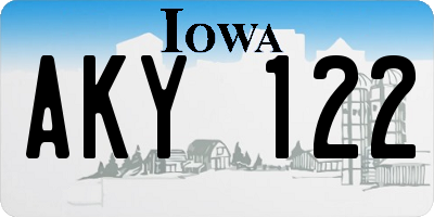 IA license plate AKY122