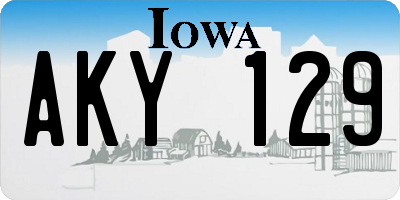 IA license plate AKY129