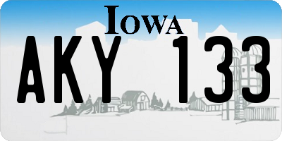 IA license plate AKY133