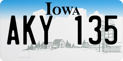 IA license plate AKY135