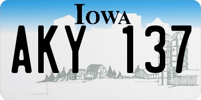 IA license plate AKY137