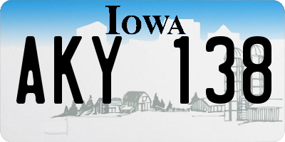 IA license plate AKY138