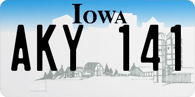 IA license plate AKY141