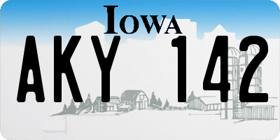 IA license plate AKY142