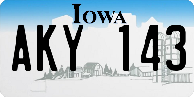 IA license plate AKY143