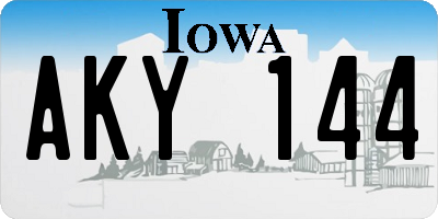 IA license plate AKY144