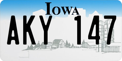 IA license plate AKY147