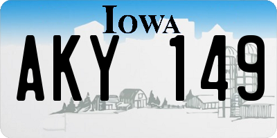 IA license plate AKY149