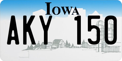 IA license plate AKY150