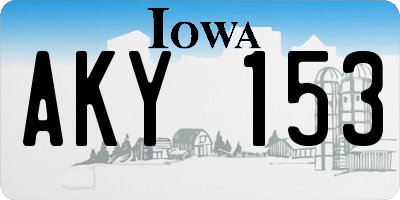 IA license plate AKY153