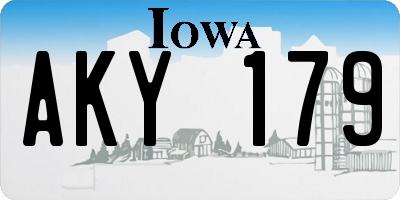 IA license plate AKY179