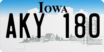 IA license plate AKY180