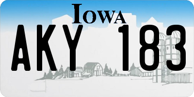 IA license plate AKY183