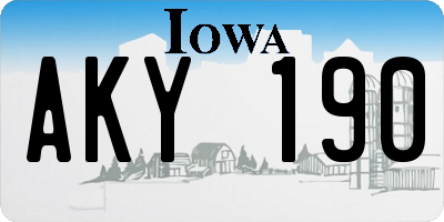 IA license plate AKY190