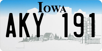 IA license plate AKY191