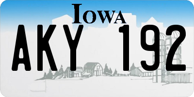 IA license plate AKY192