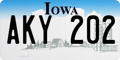 IA license plate AKY202