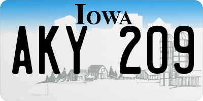IA license plate AKY209