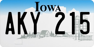 IA license plate AKY215