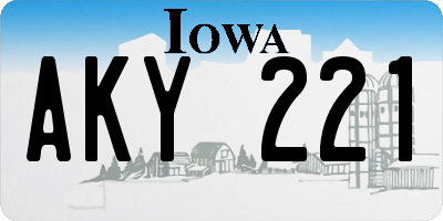 IA license plate AKY221