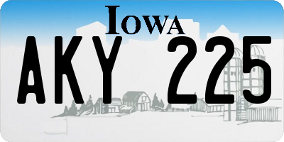 IA license plate AKY225