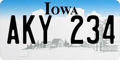 IA license plate AKY234