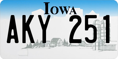 IA license plate AKY251