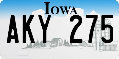 IA license plate AKY275