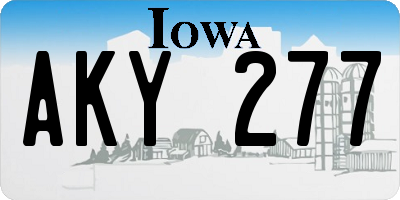 IA license plate AKY277
