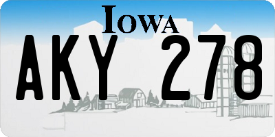 IA license plate AKY278
