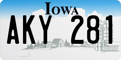 IA license plate AKY281