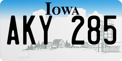 IA license plate AKY285