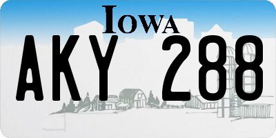 IA license plate AKY288
