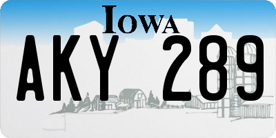 IA license plate AKY289