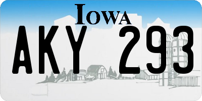 IA license plate AKY293