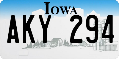 IA license plate AKY294
