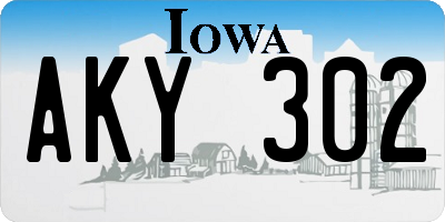 IA license plate AKY302