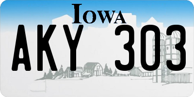 IA license plate AKY303