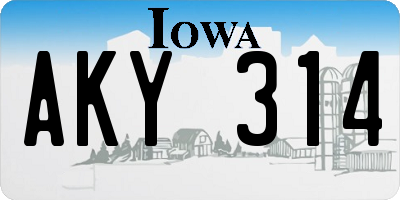 IA license plate AKY314