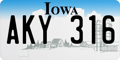 IA license plate AKY316