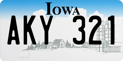 IA license plate AKY321