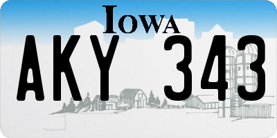 IA license plate AKY343