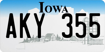 IA license plate AKY355