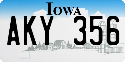 IA license plate AKY356
